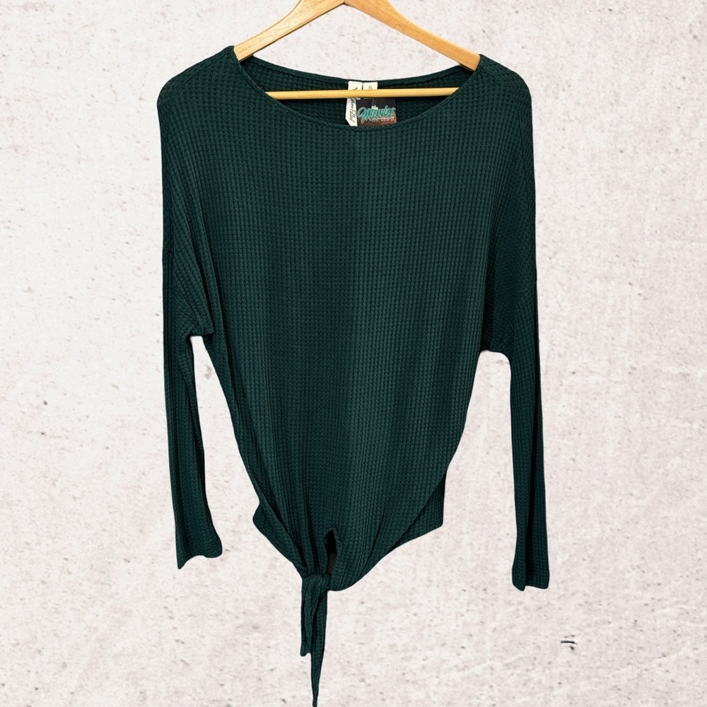 Others Follow Green Tie Front Blouse